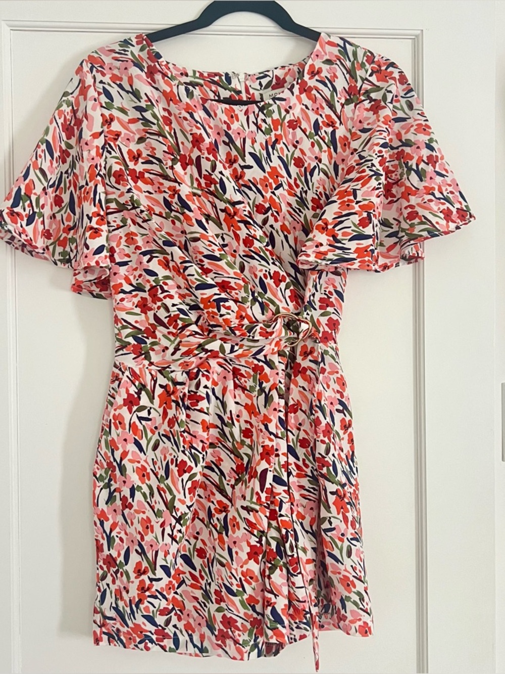 ❣️RED DRESS❣️FIELD PRINT DRAPED PLAYSUIT